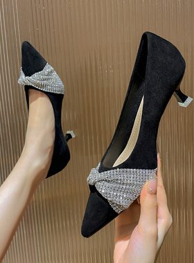 34小码女鞋313233细跟u高跟鞋女2023年新款中跟法式春秋季尖头包