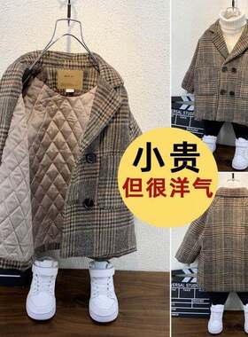 秋冬儿童呢子大衣加厚长版男童毛呢D大衣韩版女呢大衣外套风衣洋