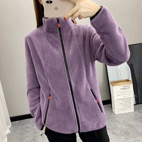细腻柔暖颗粒绒抓绒衣女式秋冬季加厚保暖外套立领开X衫冲锋衣内