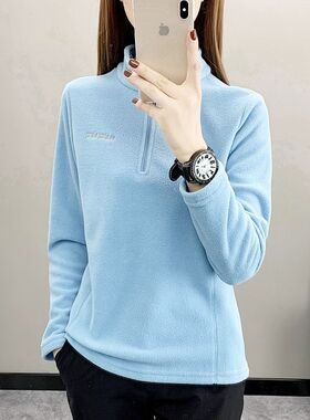 秋冬户外抓绒e衣女保暖衣登山徒步外套运动卫衣加厚摇粒绒套头上
