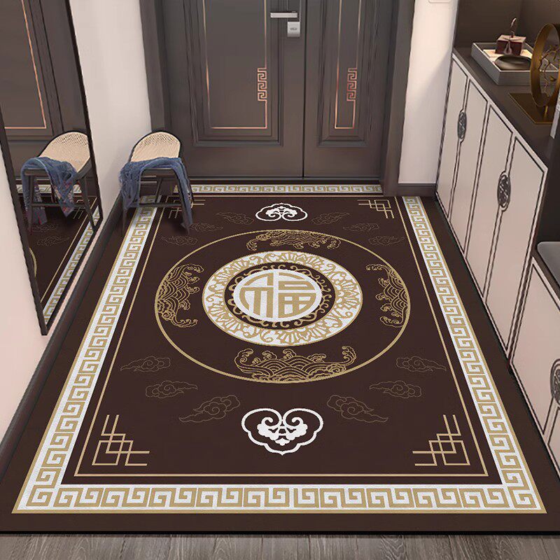 新中式红色玄关进门口地垫入户门脚垫皮革懒人免洗客厅地毯高级感,居家布艺,入户地垫,淘宝优惠券,粉丝福利购,淘宝优惠卷