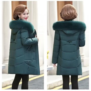 反季节棉服女中长款冬季加厚宽松羽绒棉服中老年妈妈时尚奶奶棉袄