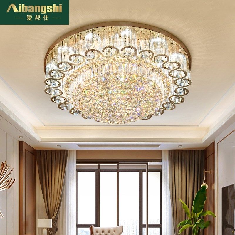 水晶灯圆形客厅大灯欧式简约LED吸顶灯具主卧室豪华大气全屋灯具,家装灯饰光源,客厅吸顶灯,淘宝优惠券,粉丝福利购,淘宝优惠卷