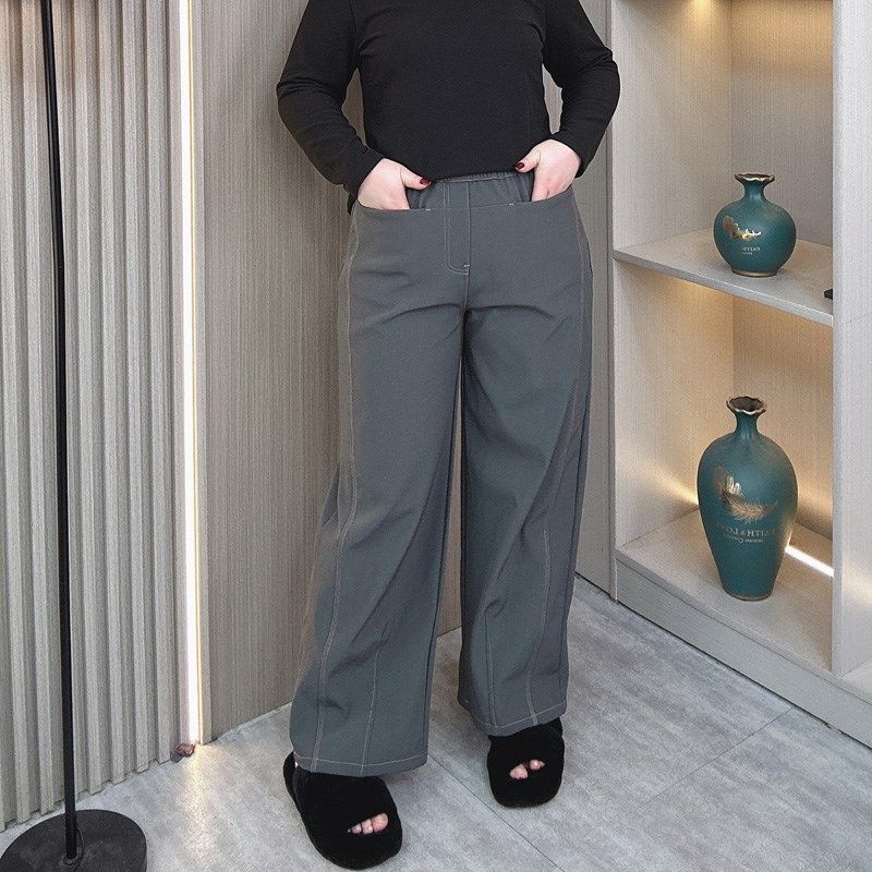 冬装加绒休闲直筒裤女大码女装胖mm松紧腰宽松显瘦窄版阔腿长裤子,女装/女士精品,大码裤装,淘宝优惠券,粉丝福利购,淘宝优惠卷