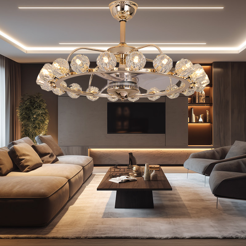 水晶风扇灯餐厅客厅吊扇灯网红风扇灯,家装灯饰光源,客厅吊灯,淘宝优惠券,粉丝福利购,淘宝优惠卷