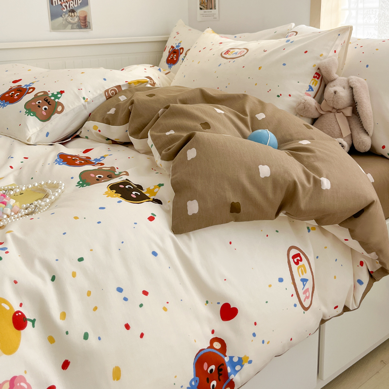 四季四件套全棉纯棉1o00加厚被套床单学生宿舍三件套简约亲肤床品