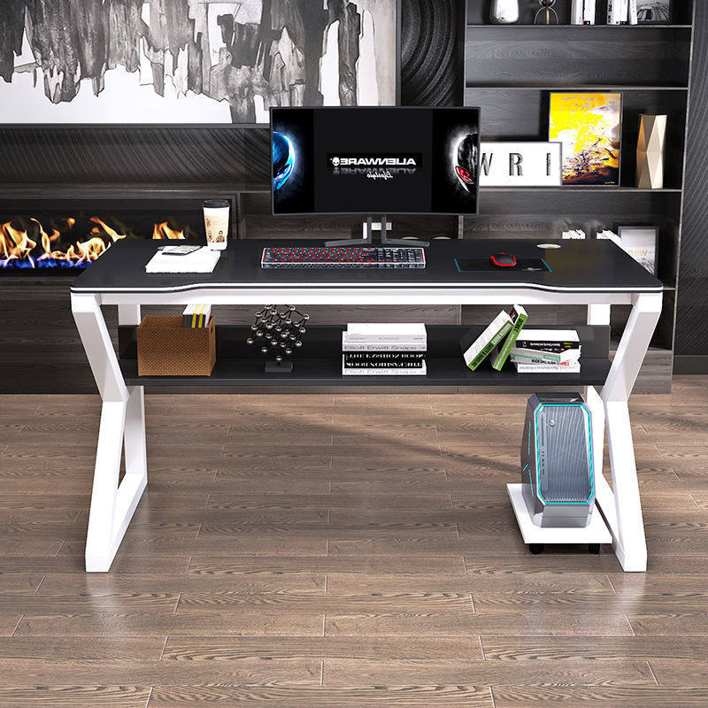 2021新款带抽屉家用电脑桌子台式家用桌带书架带键盘托卧室宿舍写