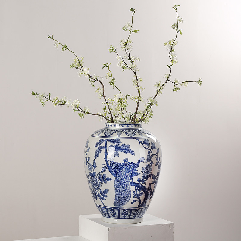 青花瓷陶a瓷储物罐将军罐新中式收纳摆件客厅样板间博古架玄关装,家居饰品,装饰摆件,淘宝优惠券,粉丝福利购,淘宝优惠卷