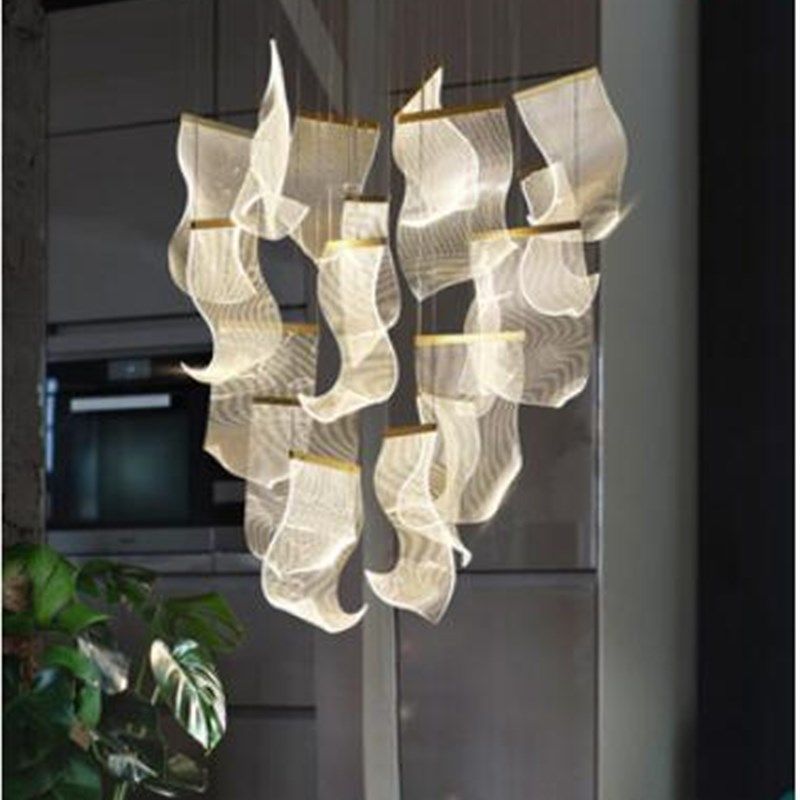 【导光led】复式楼大吊灯 现代简约客厅楼梯大厅别墅前台店铺商用,家装灯饰光源,酒店/宴会厅/餐饮吊灯,淘宝优惠券,粉丝福利购,淘宝优惠卷