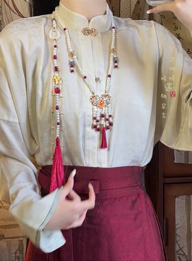 [南宵]璎珞背云流苏项链新中式国风古J风复古明制马面裙汉服配饰