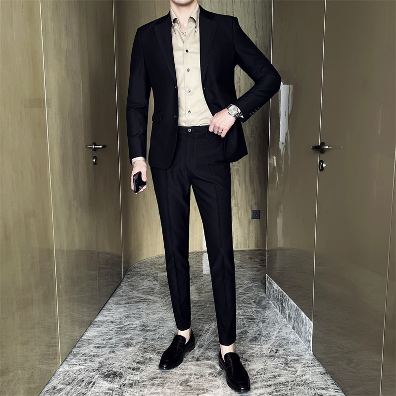 新款2024西服套装男韩版休x闲潮流西装高级感白色西装男婚帅气外