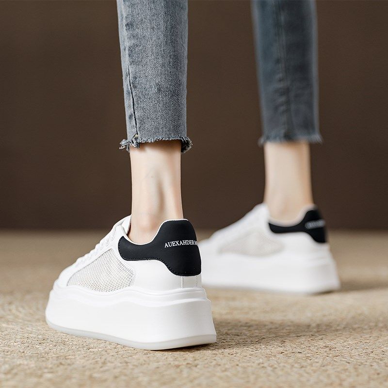 厚底增高网面透气女款小白鞋2024年春秋季新款S休闲运动百搭板鞋,女鞋,网面鞋,淘宝优惠券,粉丝福利购,淘宝优惠卷