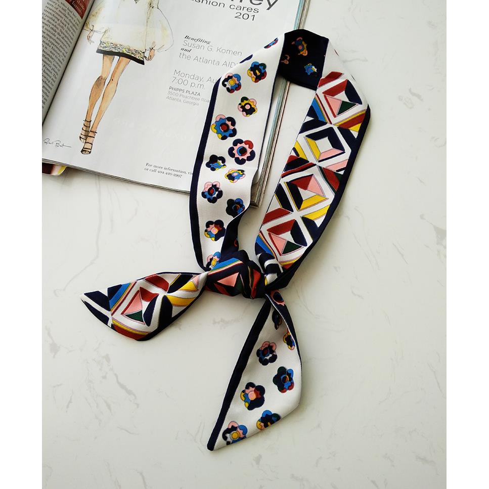 春秋装饰百搭小长条丝巾女 帽子细带飘带绑包窄巾 扎头发围巾领巾