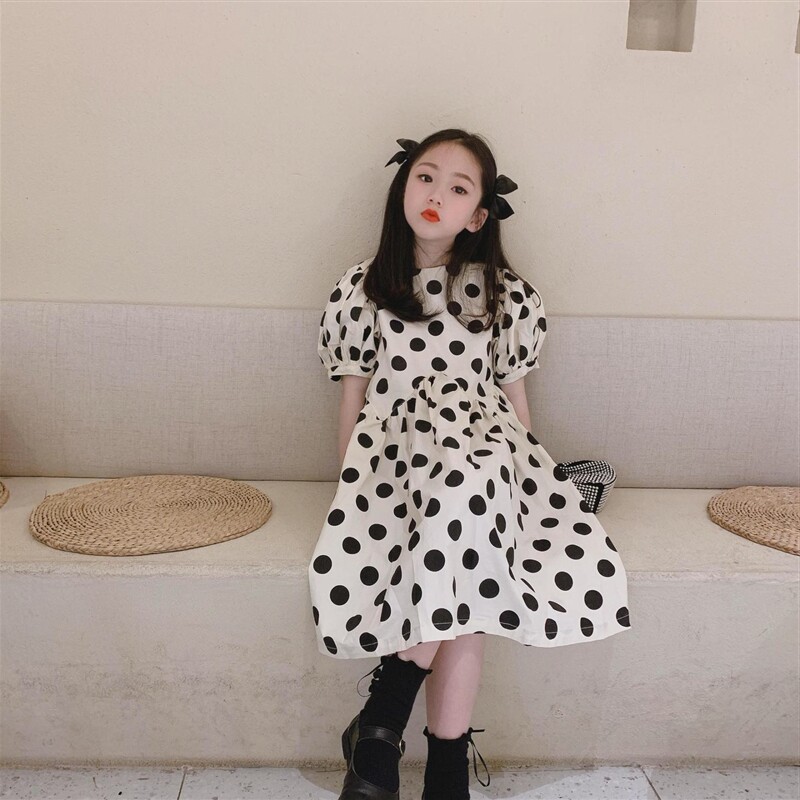 女童连衣裙夏g装2023新款棉质波点裙宽松公主裙韩版女孩洋气儿童