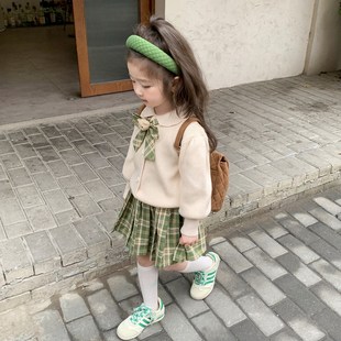 女童秋季学院风套装女宝宝洋气春秋时髦儿童毛衣jkW裙两件套裙子