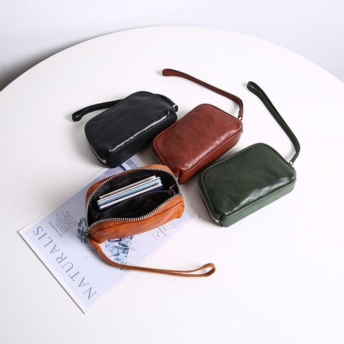 2024新款复古真皮零钱包女简约纯牛皮耳机收纳包大容量卡包钥匙包