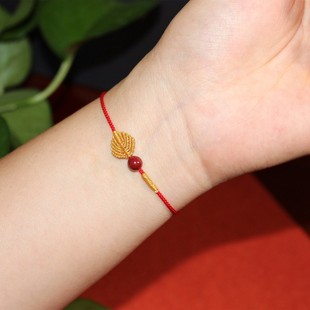 朱砂脚链金枝玉叶脚绳民族风手工红绳手链男女情侣礼物饰品成品