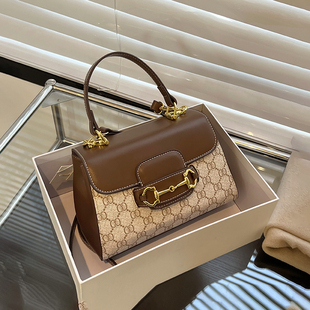 高级感马鞍包马衔扣手提包1955女包新款 洋派老花撞色包斜跨单肩包