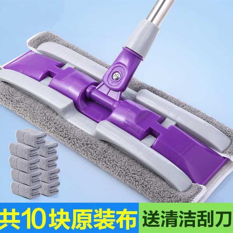 家用免洗懒人旋转平板拖把大号刮板加大推干托把商场平底拆洗加长