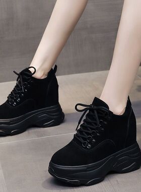 内增高老爹鞋女小个子休闲鞋2023年秋季松糕跟厚底9cm轻便运动鞋