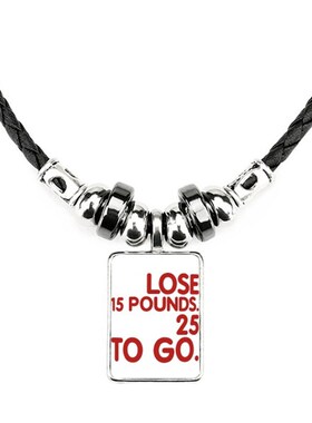 红色英文字母标语手工皮绳项.链吊坠饰品