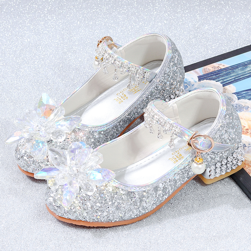 儿童水晶鞋韩版公主鞋时尚模特舞台鞋女童高跟鞋小女孩主持演出鞋