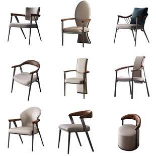 意式轻奢茶室主人椅2025新款别墅真皮餐桌椅大平层茶室主人位茶椅