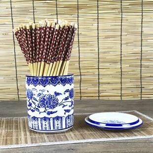 筷子筒釉下彩陶瓷筷筒创意复古收纳筒筷篓家用厨房筷笼组合餐厅用