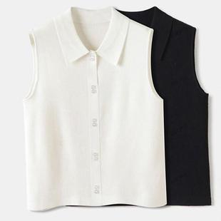 衬衫领针织背心女内搭POLO领无袖打底衫马甲翻领叠穿内搭无袖衬衫