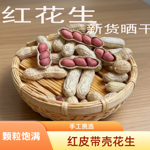 红皮花生农家新货带壳红花生1斤