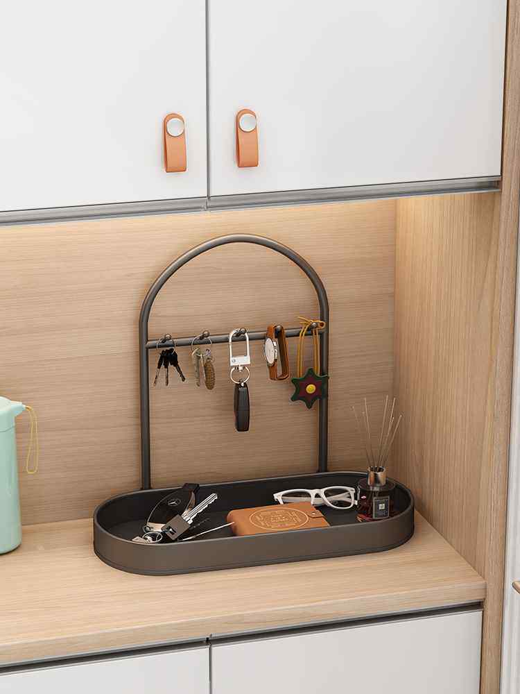 进门挂钥匙收纳摆件玄关置物架鞋柜上口罩饰品杂物摆盘桌面收纳盒