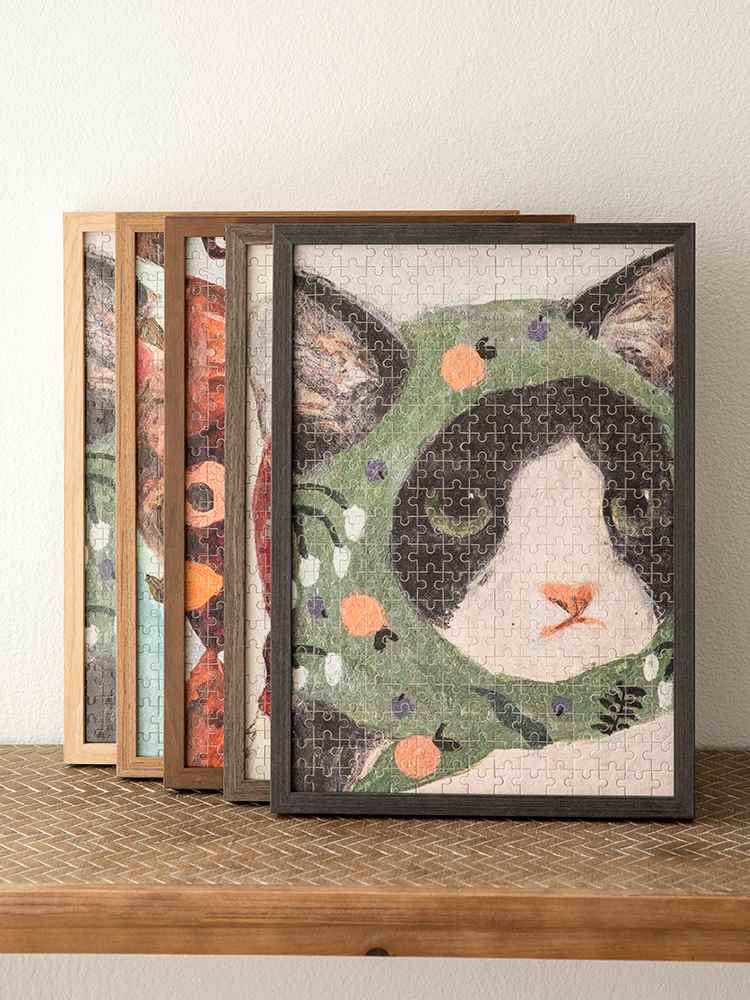 实木平图拼图裱框1000片大相框拼图框架裱框70x50画框定制2000片