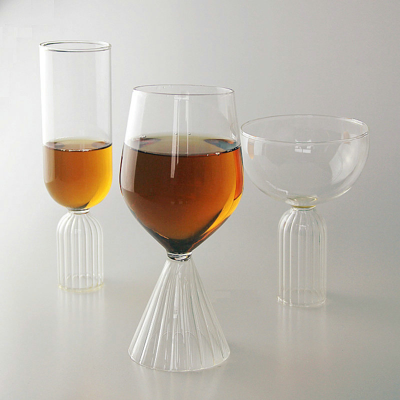 耐热玻璃竖棱红酒高脚杯