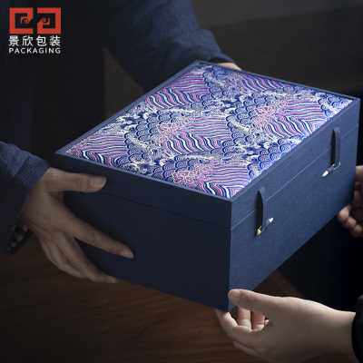景欣高档云锦布茶具茶杯包装盒紫砂茶壶建盏礼盒盖碗锦盒定制定做