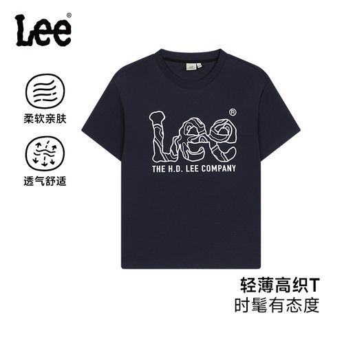Lee kids儿童短袖T恤夏季字母logo运动休闲舒适透气宽松男女童