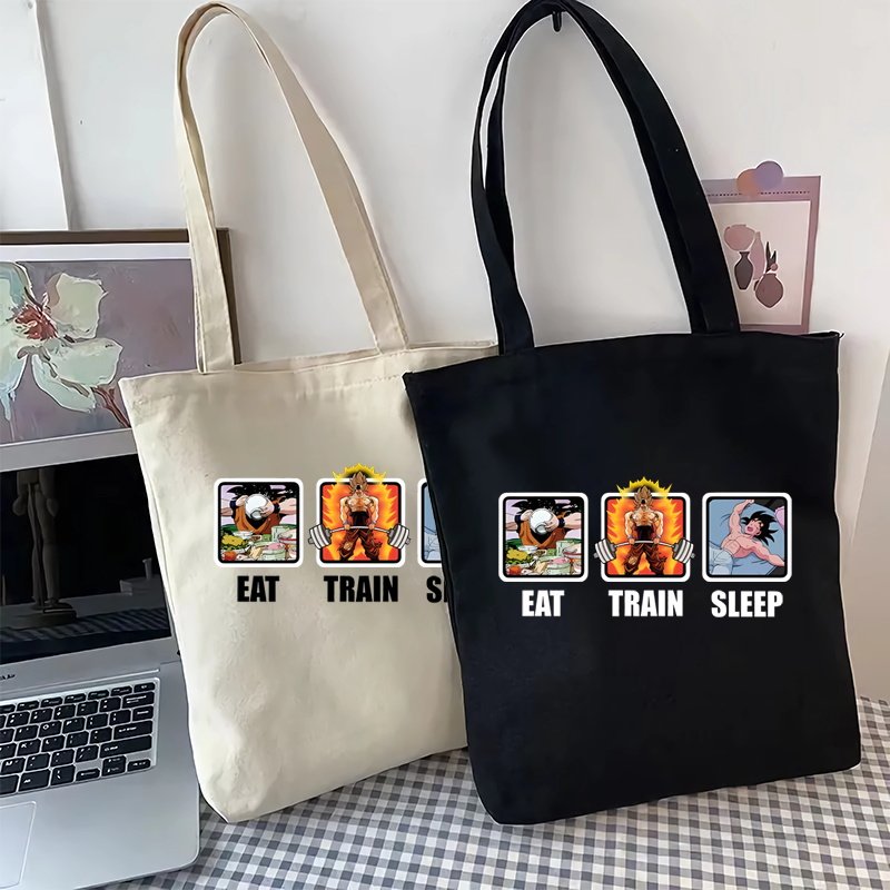 二次元周边搞怪七龙珠孙悟空吃饭睡觉健身手提袋帆布包学生男女款
