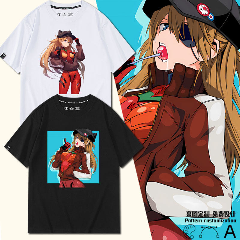 eva新世纪福音战士t恤动漫周边明日香短袖上衣宽松休闲ins情侣装