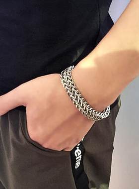 不锈钢手链潮男钛钢龙骨手链