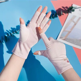 露指美甲半指手套防紫外线照灯防烤黑开车女士夏防晒骑车防滑薄款