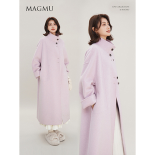 麦格牧【初雪】羊毛双面呢大衣女中长款秋冬小个子山羊绒呢子外套