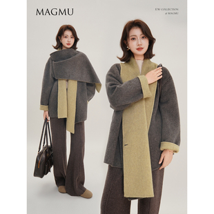 外套25年秋冬新款 羊毛双面呢大衣女中长款 克里斯汀 麦格牧