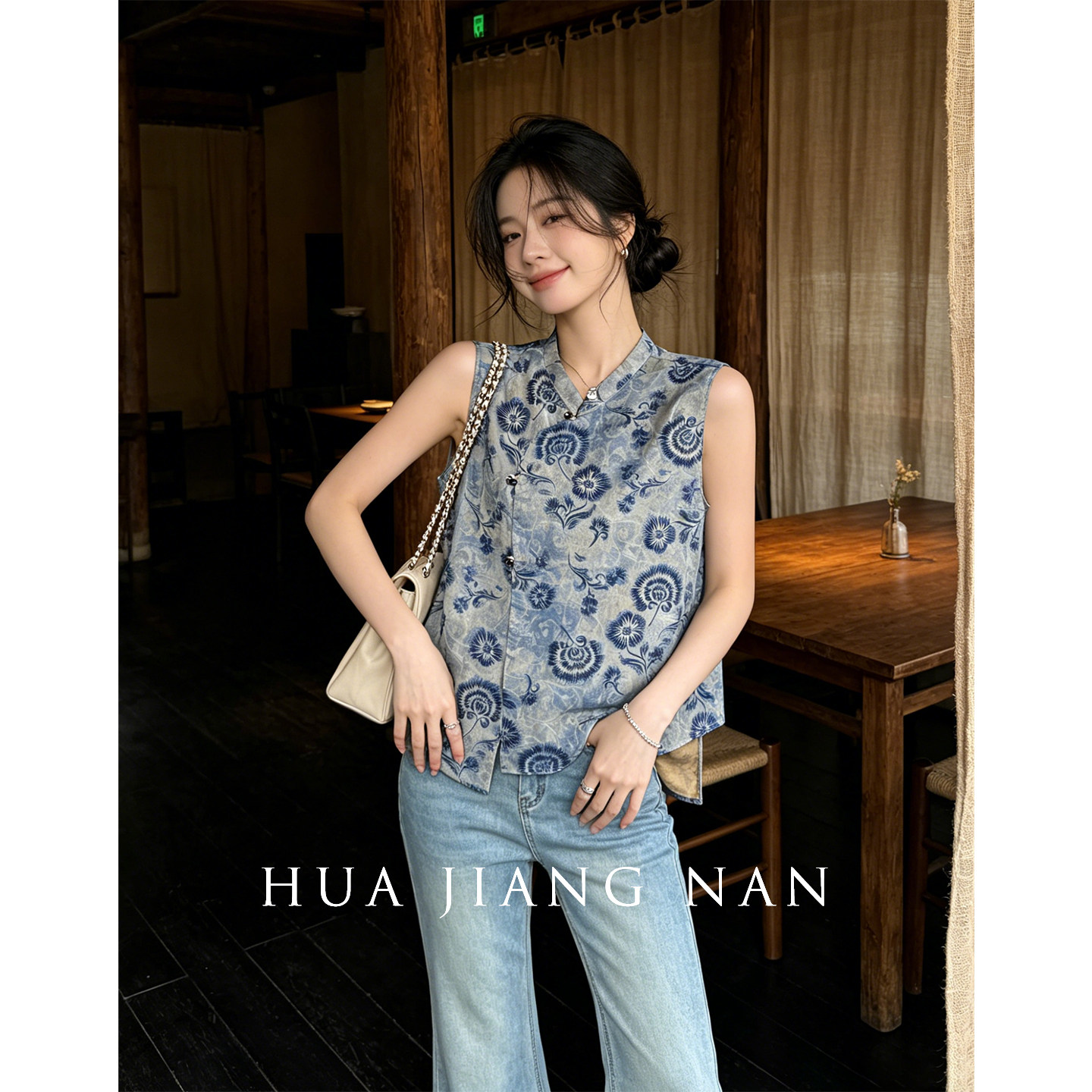 麦格牧丨话江南 香云纱新中式无袖衬衫年轻款奥黛高端上衣小衫夏图片