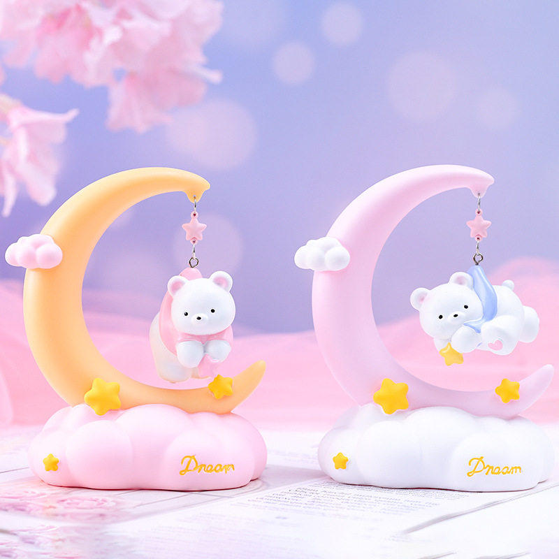 晚安小熊小夜灯创意装饰摆件学生宿舍卧室床头睡眠星星灯生日礼物