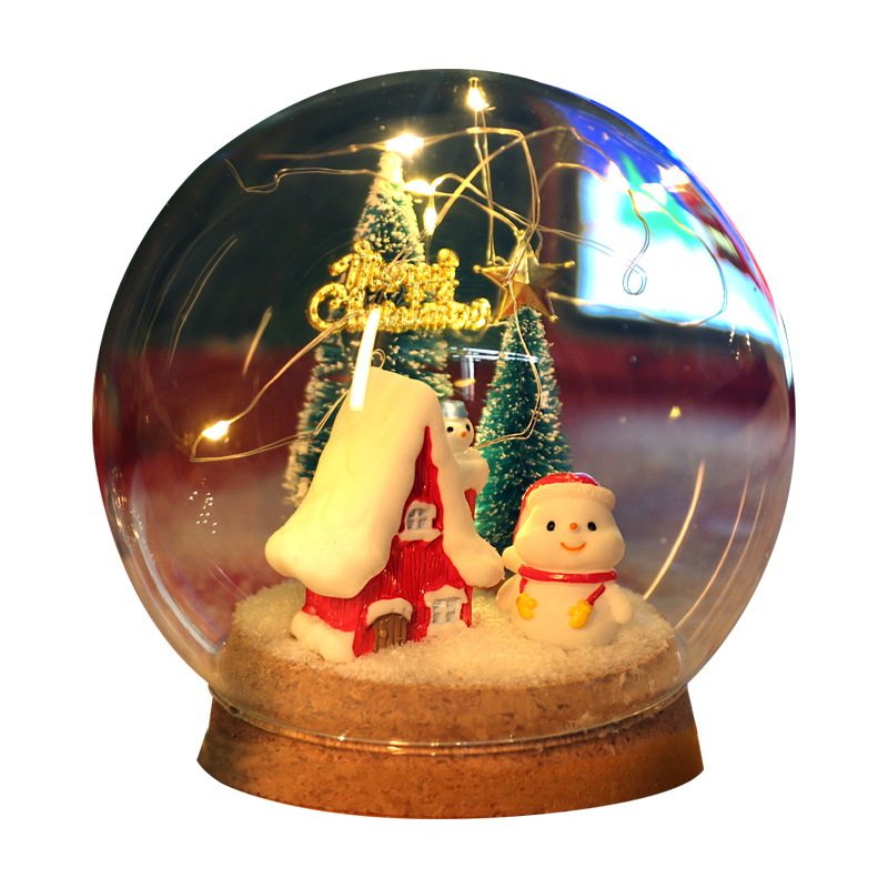 圣诞节礼物圣诞树圣诞老人水晶球玻璃罩手工diy材料包摆件装饰品