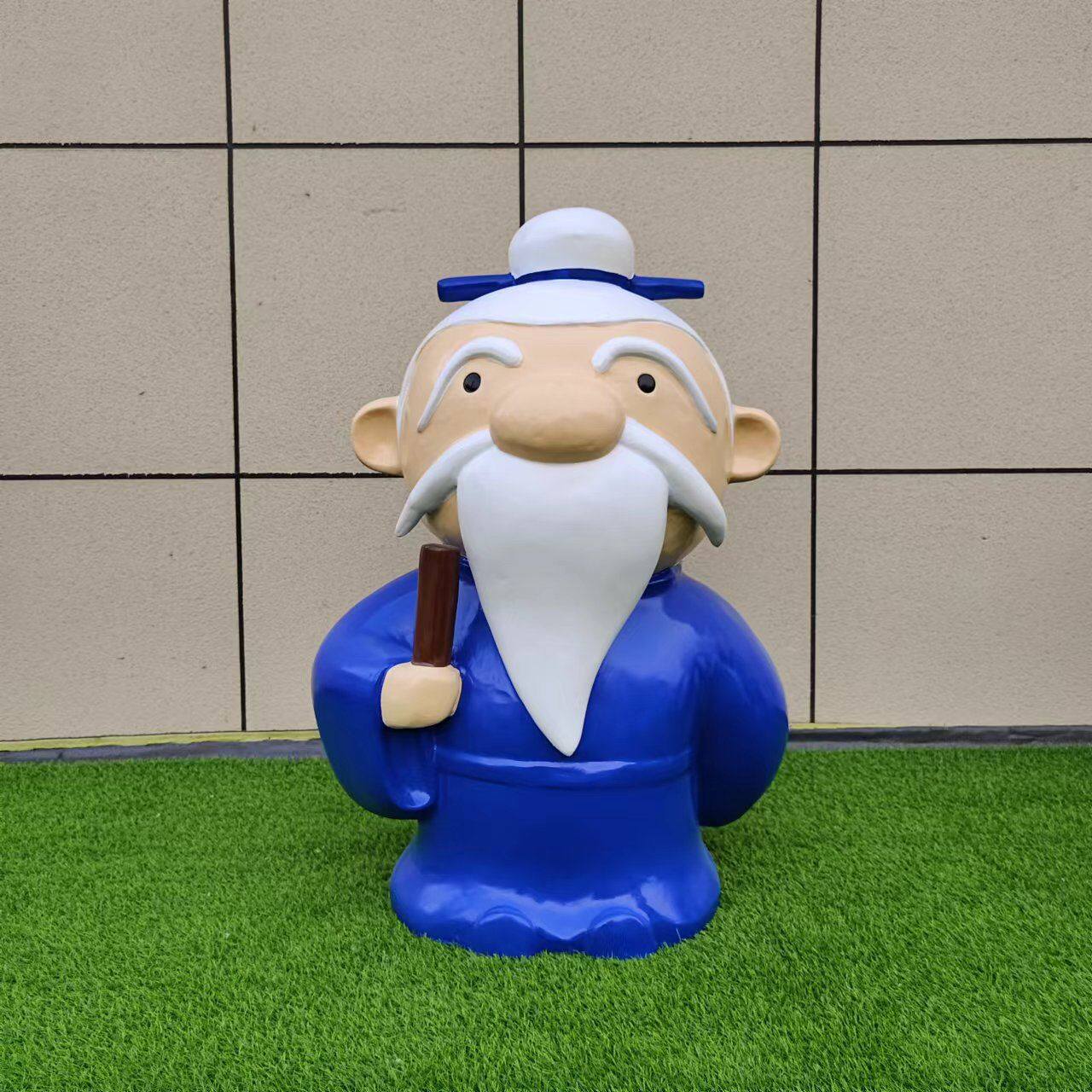 玻璃钢q版彩绘卡通孔夫子雕塑户外商场孔子吉祥物装饰摆件制作