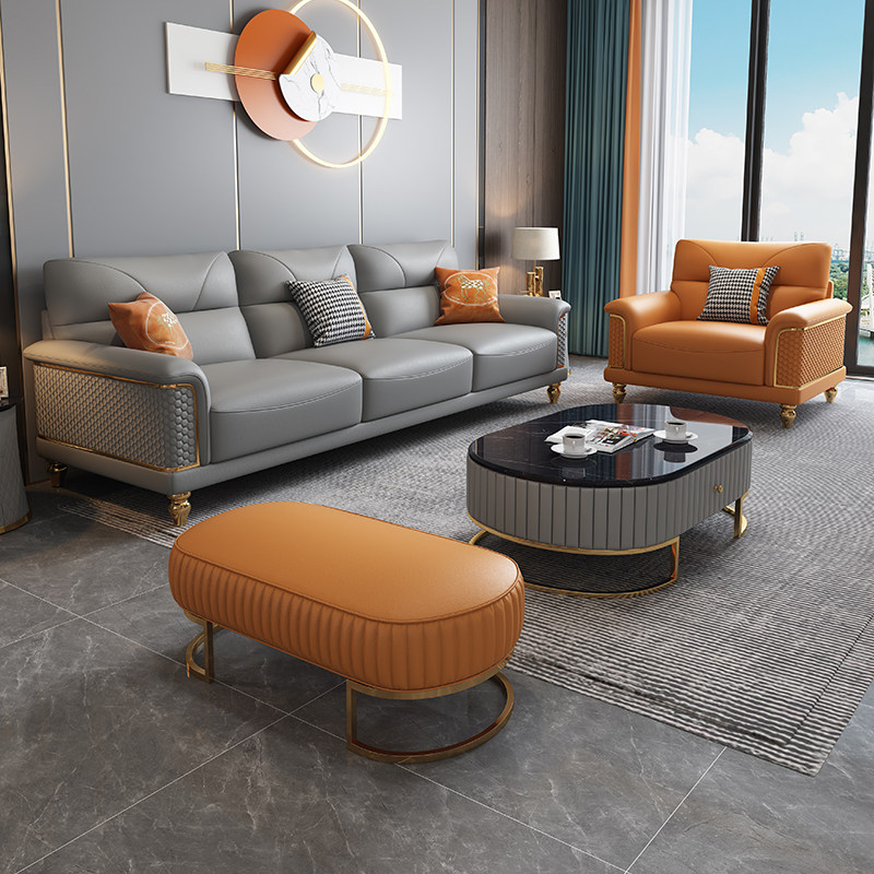 双虎家私新款真皮沙发现代简约小户型家用客厅头层牛皮三位组合沙