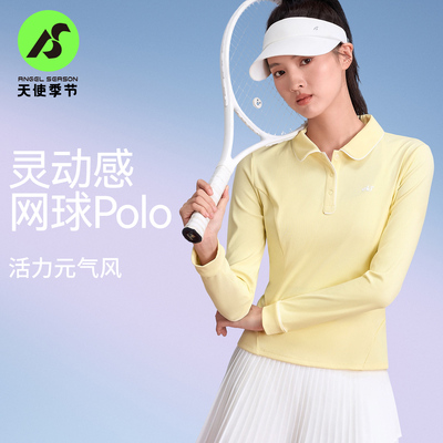 天使季节长袖polo衫女2025新款绝美运动上衣T恤羽毛球服网球服女
