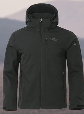 岩云微弹面料连帽设计防风保暖徒步休闲户外男款软壳上衣