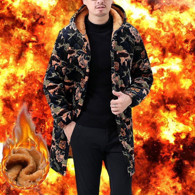 四川省服冬季男加绒外套加厚工作服棉衣大褂宽松大码罩衣棉服耐脏