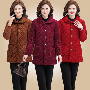 四川省服妈妈罩衣女冬加绒加厚中款洋气棉服中老年宽松工作服棉袄